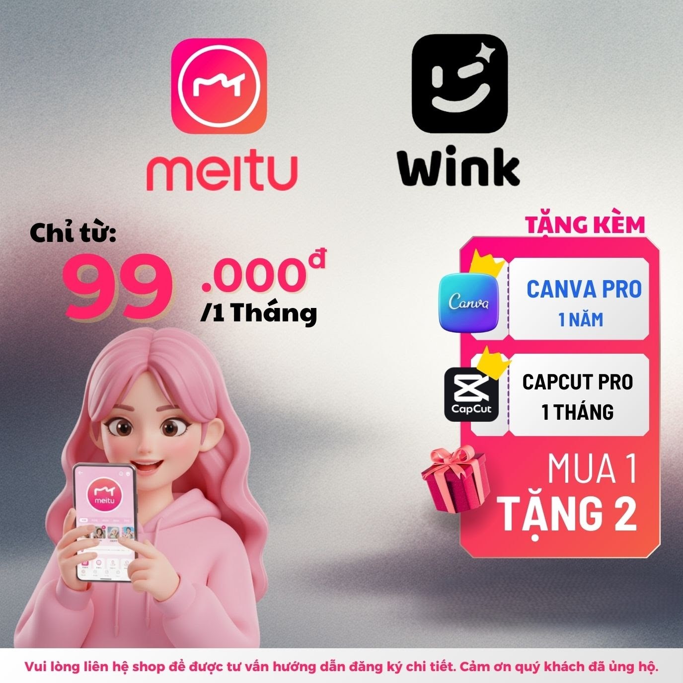 Mua Gói Meitu SVip và Wink Ưu Đãi Chỉ Từ 59